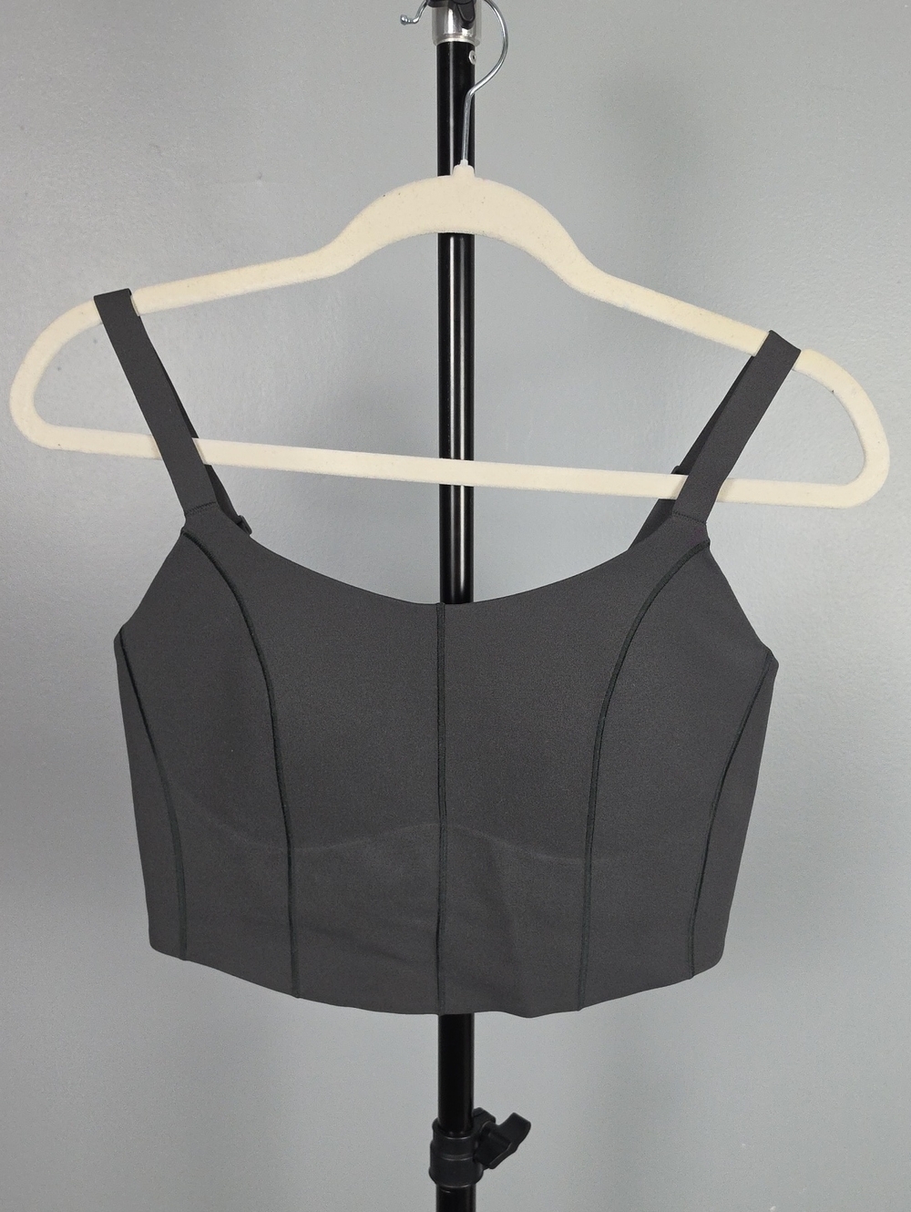 OFFLINE by Aerie Real Me Hold Up Corset Crop Tank Sports Bra, Charcoal, Size L